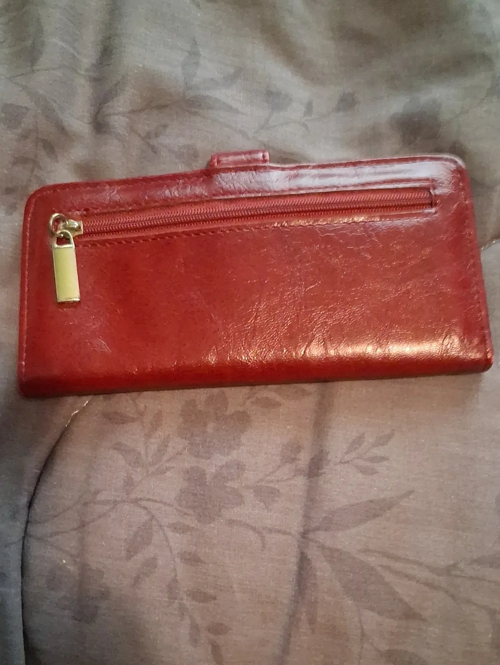 Red Leather Wallet  Women's Long Wallet